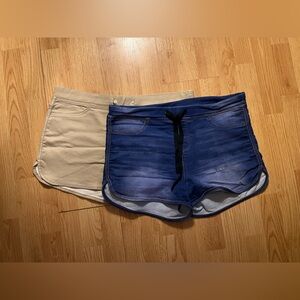 Blue and Tan Casual Shorts Set